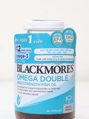 Đây là thực phẩm chức năng bổ sung dầu cá cô đặc chất lượng cao từ thương hiệu Blackmores uy tín của Úc. Sản phẩm cung cấp hàm lượng Omega-3 gấp đôi so với các viên dầu cá 1000mg thông thường, giúp chăm sóc sức khỏe toàn diện cho tim, da, mắt và não bộ chỉ trong một viên nang mỗi ngày.