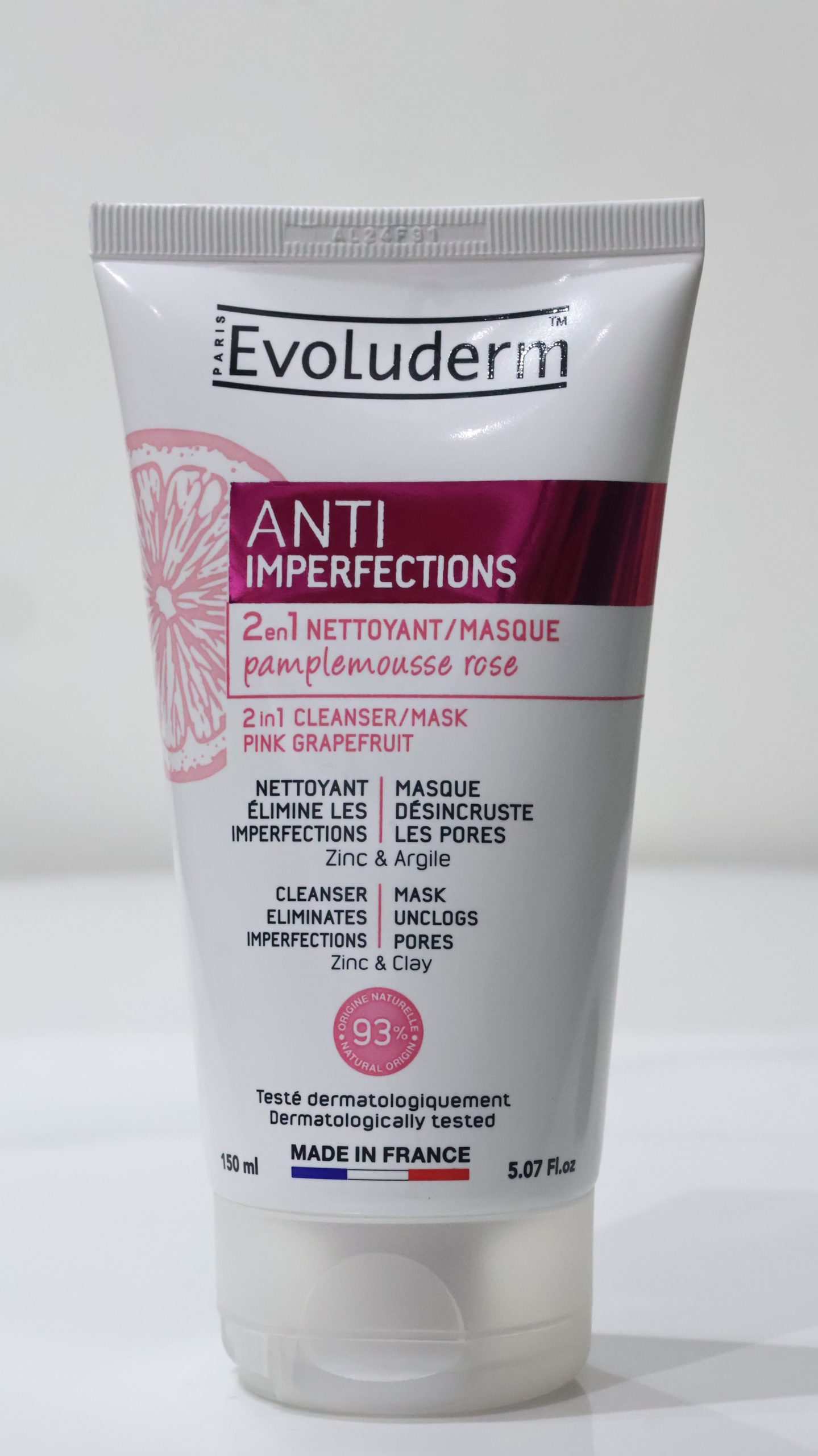 Sữa rửa mặt và Mặt nạ 2 trong 1 Evoluderm Anti Imperfections Pink Grapefruit (Bưởi hồng)