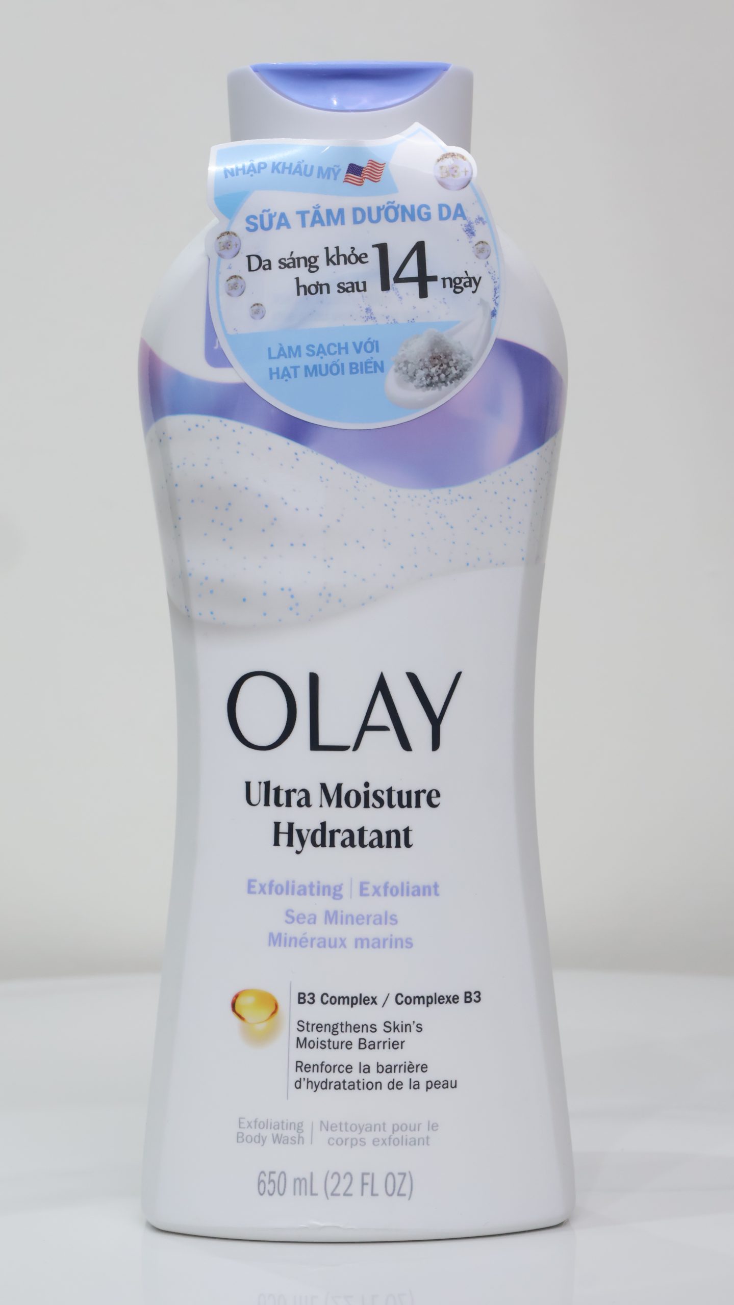 Sữa tắm tẩy tế bào chết Olay Ultra Moisture Exfoliating with Sea Minerals (650 mL)
