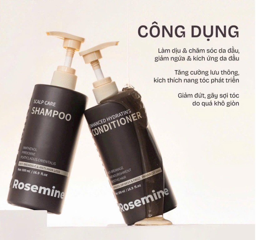 Bộ Sản Phẩm Gội Xả Ngăn Ngừa Rụng Tóc Và Dưỡng Ẩm Rosemine