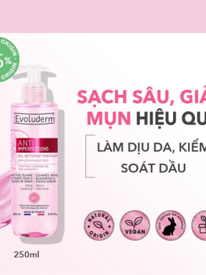 Gel Rửa Mặt Làm Sạch Sâu Và Ngăn Ngừa Mụn Evoluderm Anti-Imperfections Purifying Cleansing Gel (Pink Grapefruit) 250ml.
