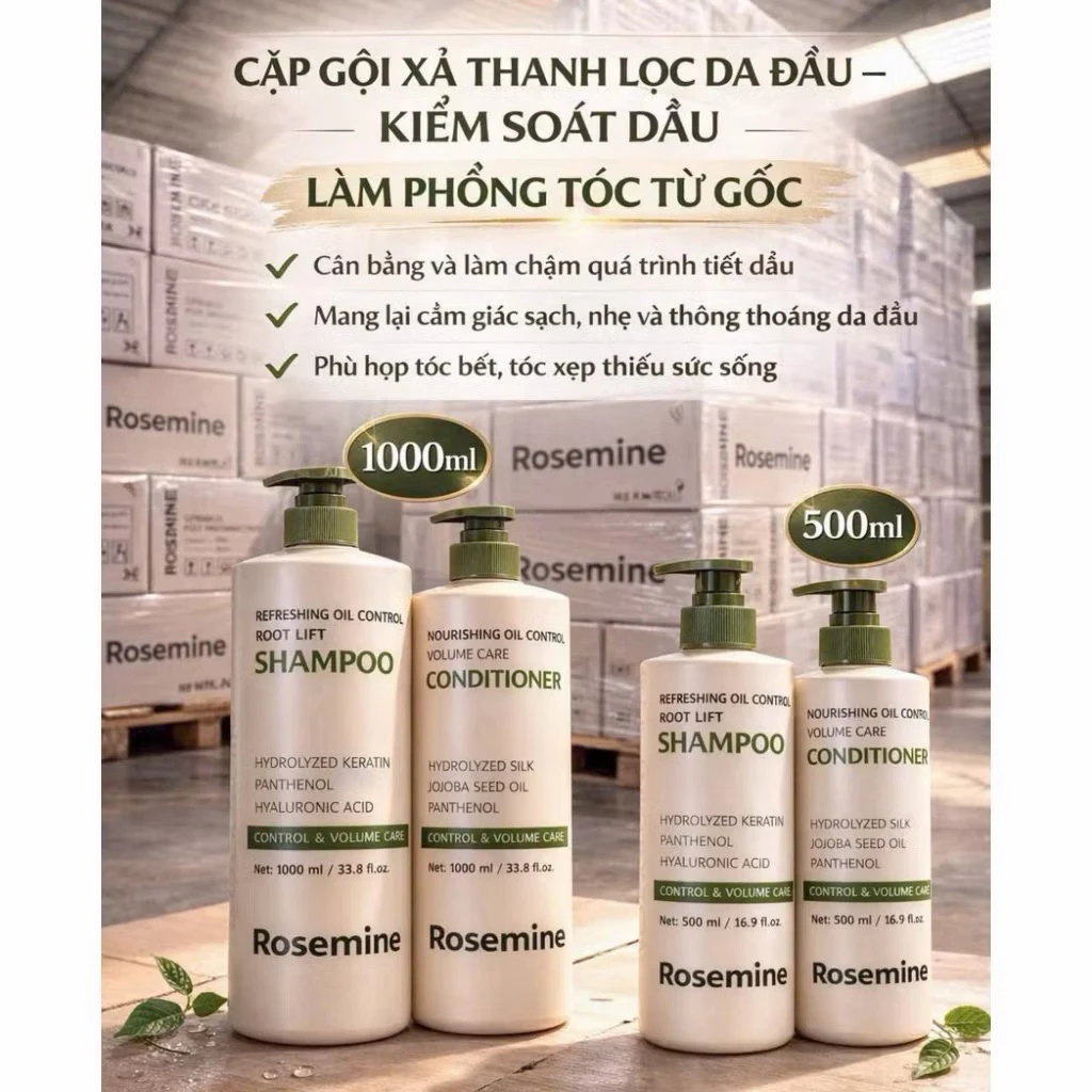 Bộ Dầu Gội Rosemine Oil Control & Volume Care