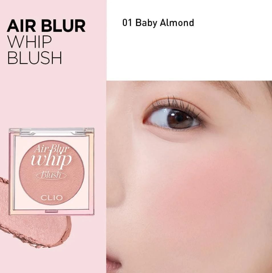 Phấn Má Hồng Dạng Kem Lì Clio Air Blur Whip Blush - Màu 01 Baby Almond