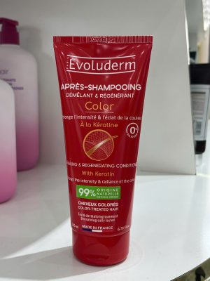 Đây là dòng dầu xả chuyên biệt đến từ thương hiệu Evoluderm (Pháp), được thiết kế đặc biệt để chăm sóc và bảo vệ mái tóc đã qua xử lý màu. Sản phẩm giúp nuôi dưỡng sâu, gỡ rối và duy trì độ rực rỡ cho màu nhuộm nhờ công thức giàu Keratin.
